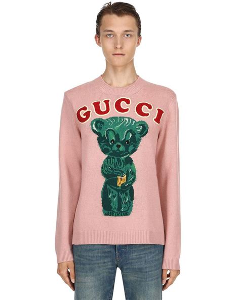 gucci sweater pink with green bear